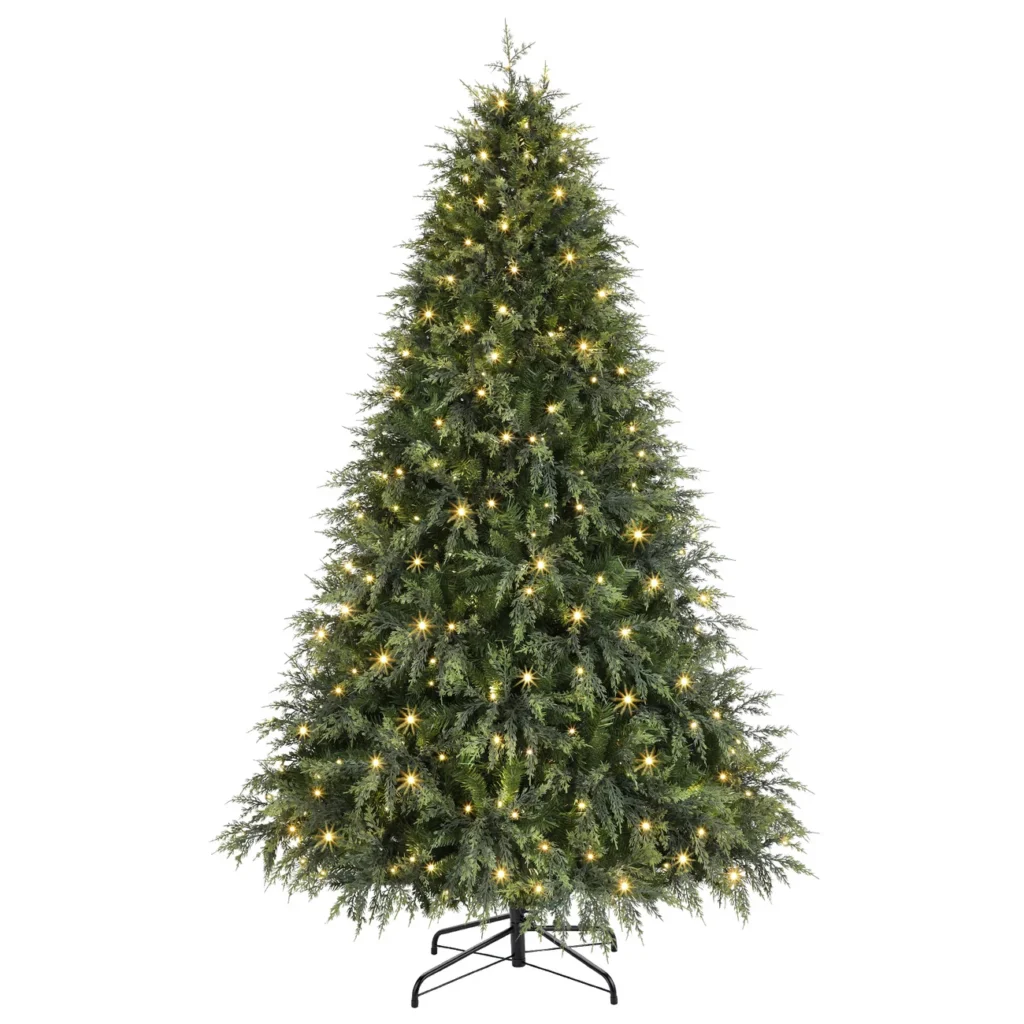Cedar Cypress pre-lit artificial Christmas tree with multi-color LED lights