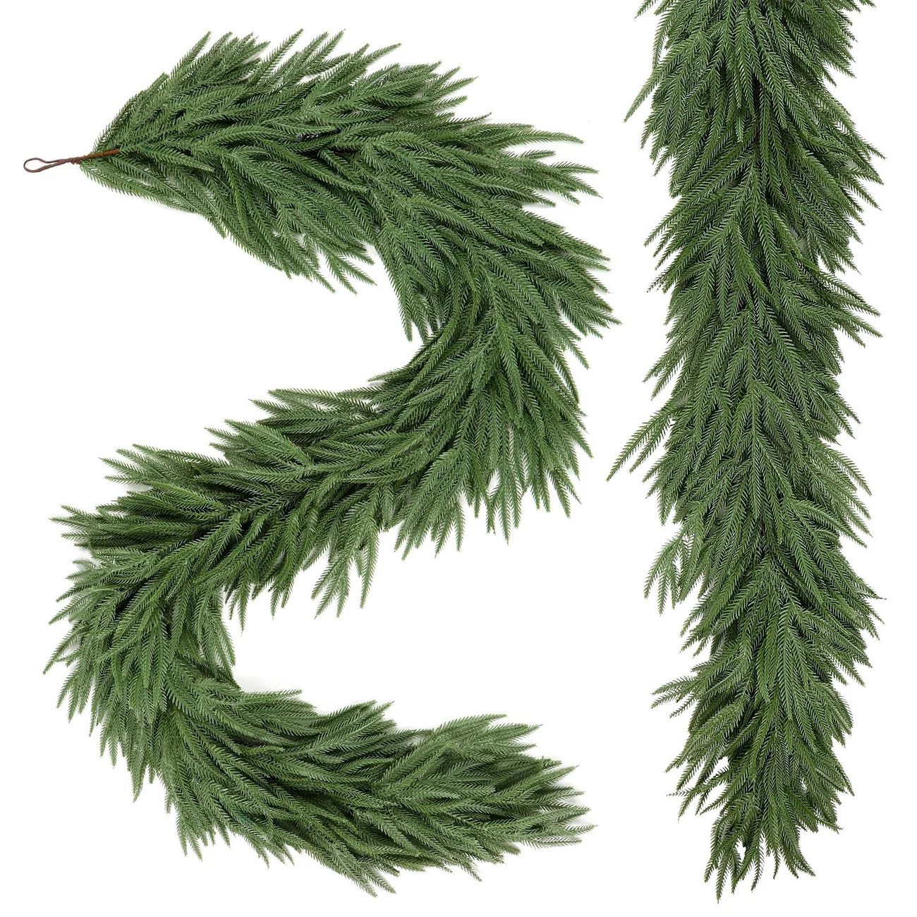 Artificial Norfolk Garland arranged for a Christmas display