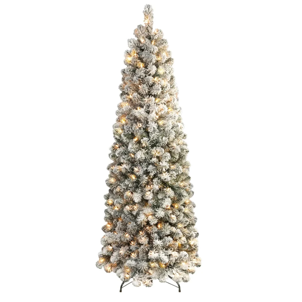 Flocked Spruce Pencil Christmas Tree