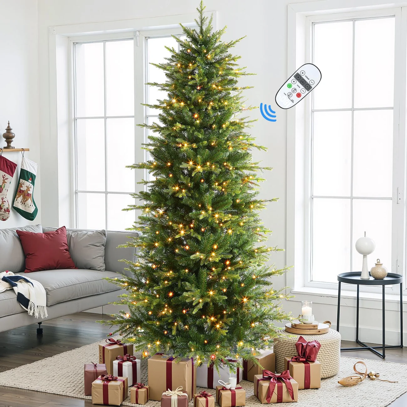 Aspen Slim Noble Fir Christmas Trees with 2 in 1 Warm White & Multi-Color Lights - Image 10