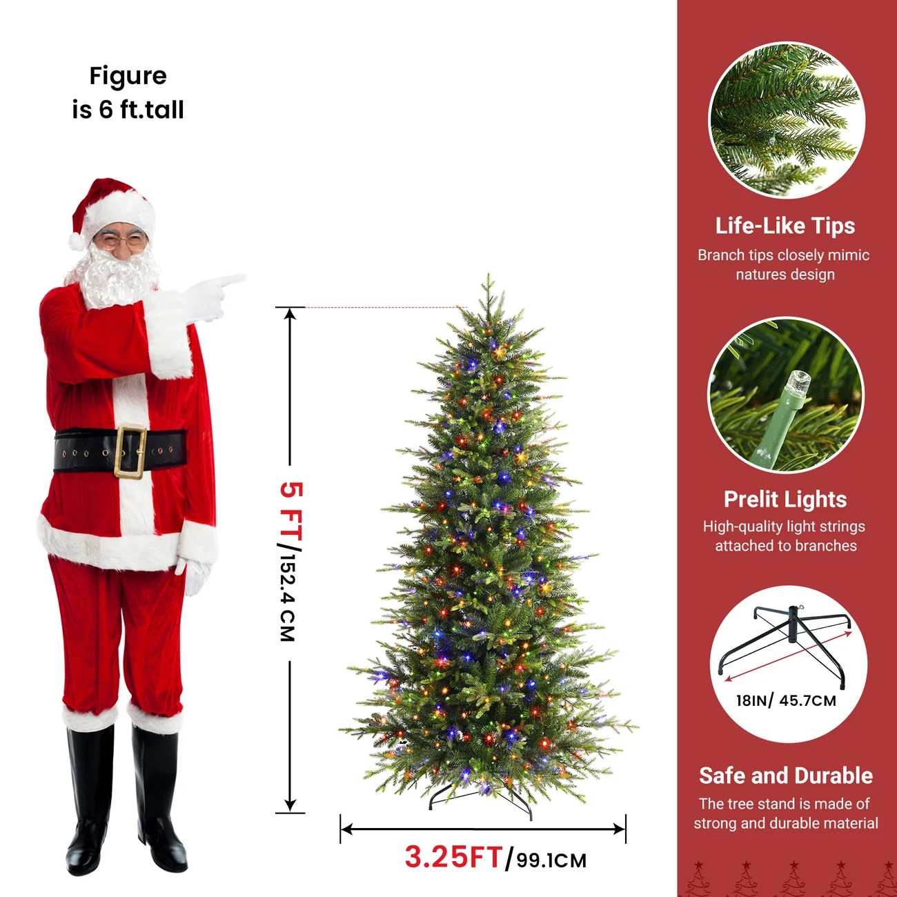 Aspen Slim Noble Fir Christmas Trees with 2 in 1 Warm White & Multi-Color Lights - Image 11