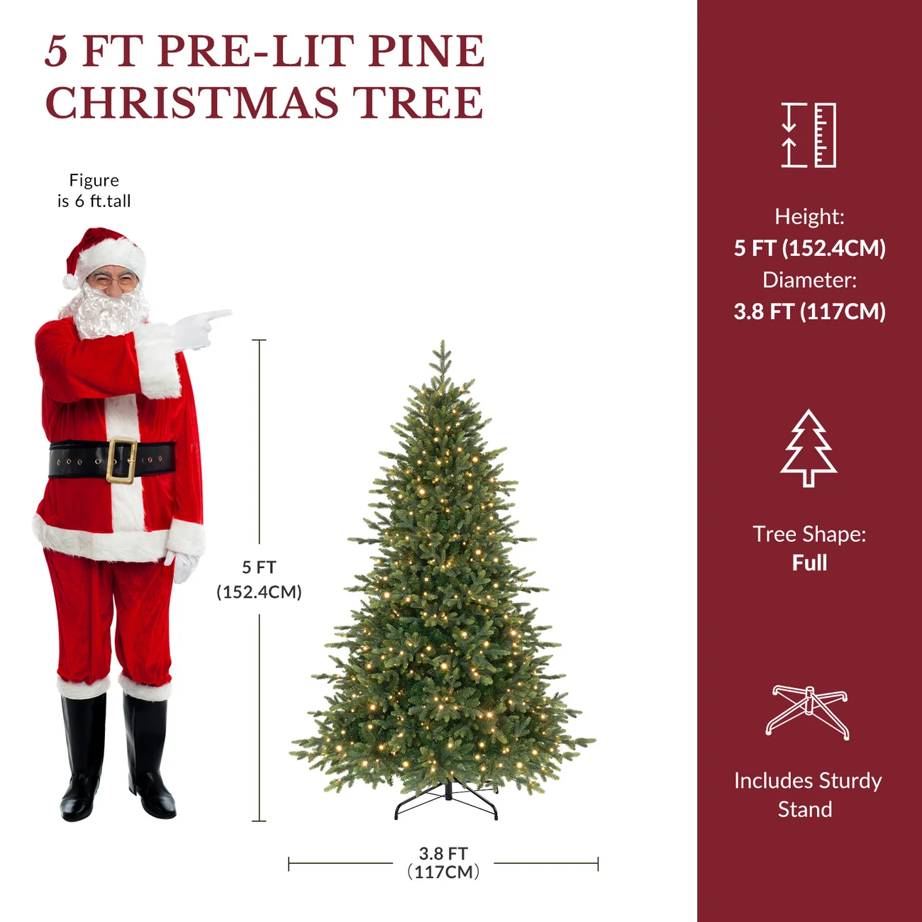 Twinkling Balsam Fir Pre-Lit Artificial Christmas Tree with Multi-Color LED Lights, 17 Mode with Remote | 5/6/7/7.5/8/9FT - Image 14
