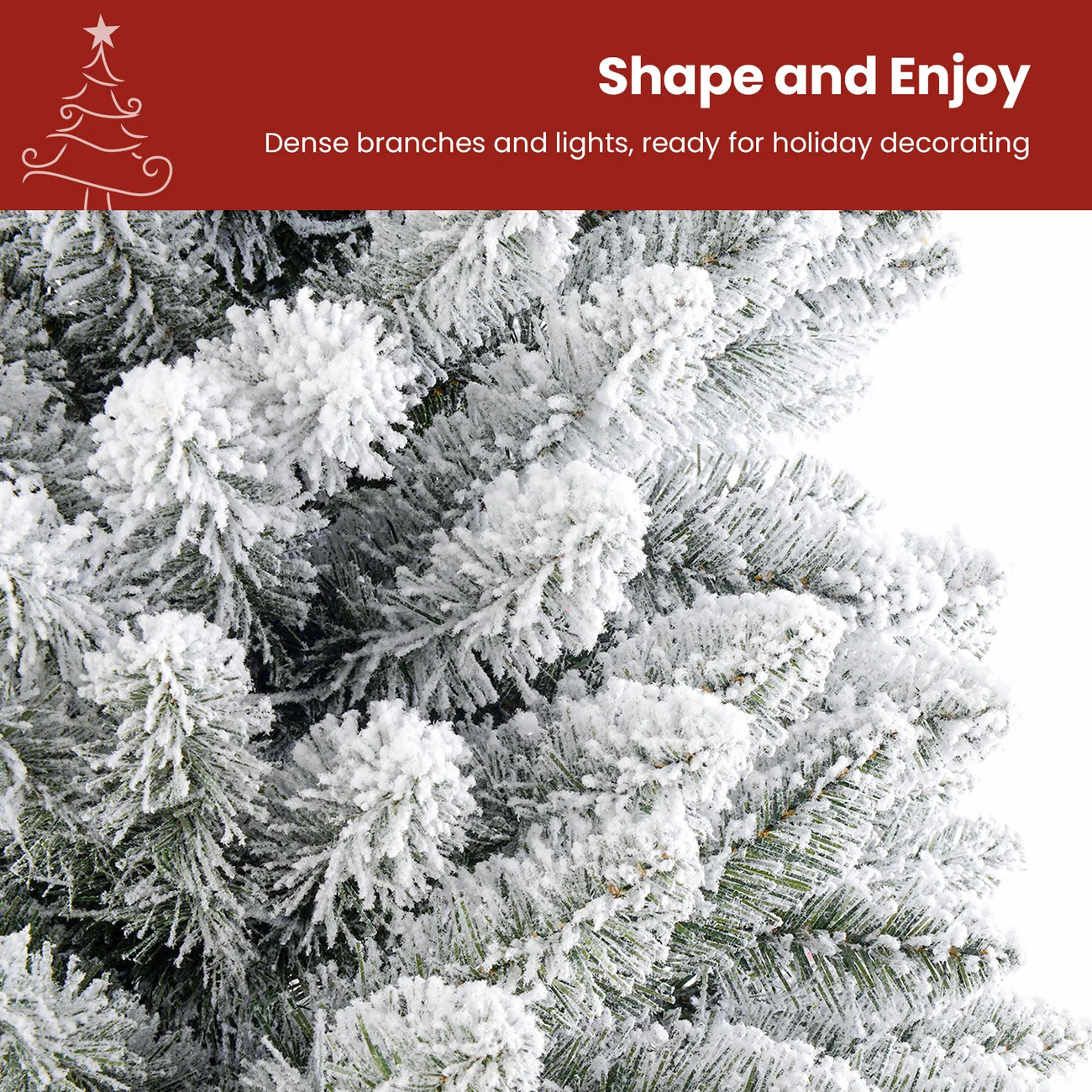 Pre-lit White Flocked Spruce Artificial Christmas Tree with Warm White Lights - Image 14