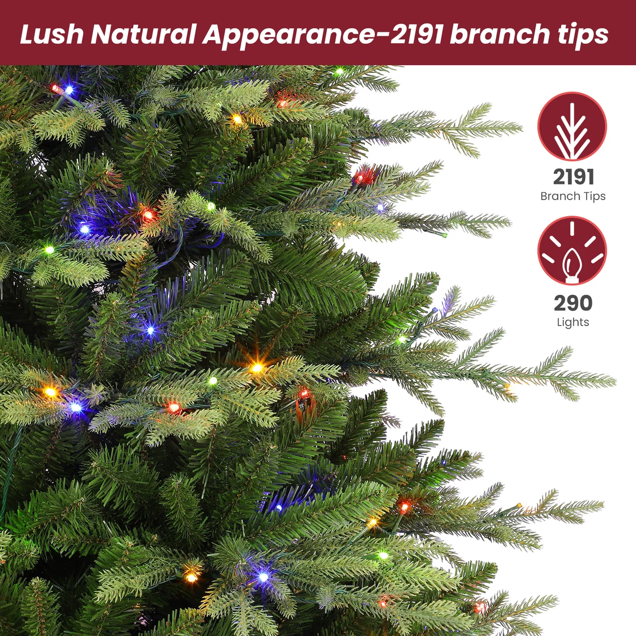 Aspen Slim Noble Fir Christmas Trees with 2 in 1 Warm White & Multi-Color Lights - Image 14