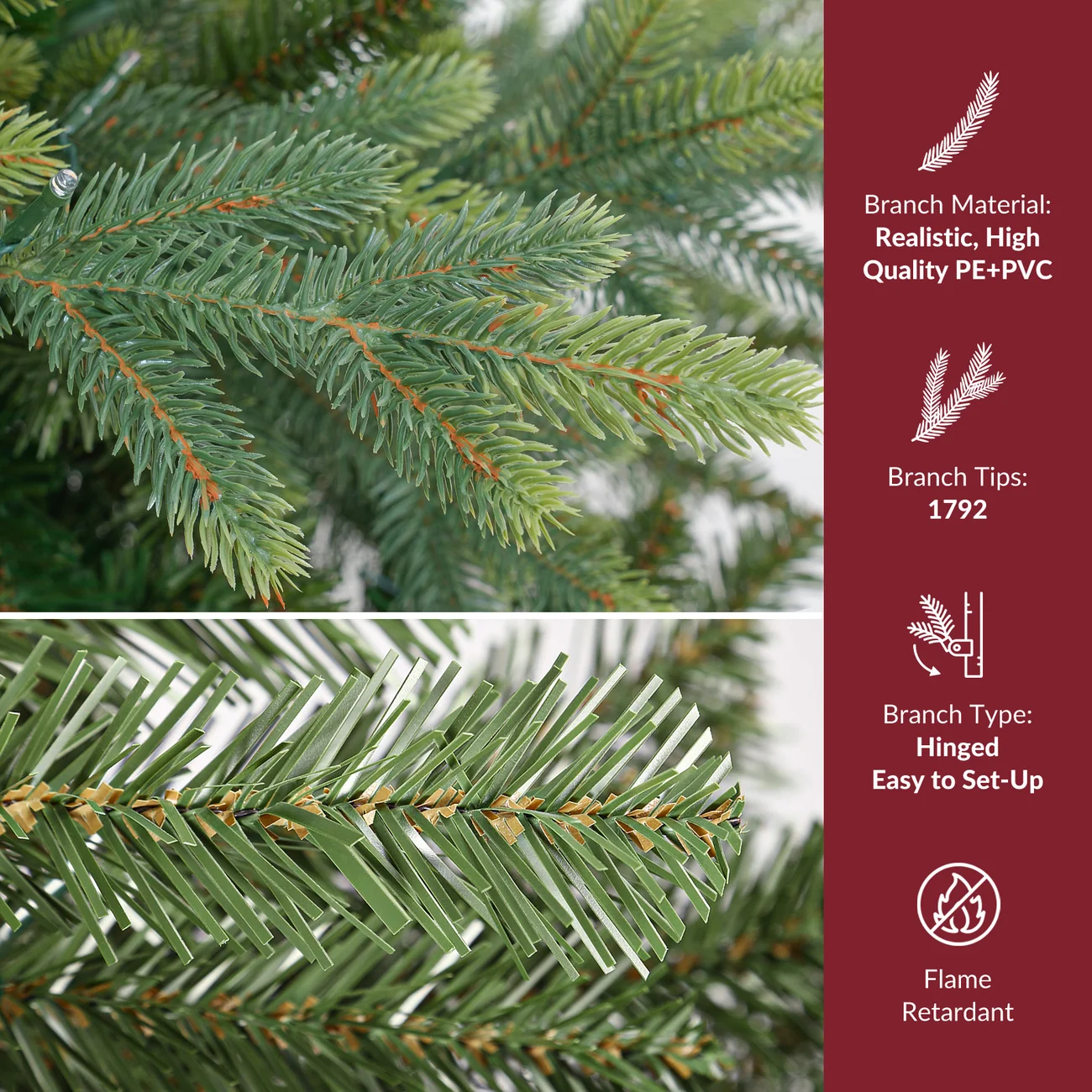 Twinkling Balsam Fir Pre-Lit Artificial Christmas Tree with Multi-Color LED Lights, 17 Mode with Remote | 5/6/7/7.5/8/9FT - Image 15
