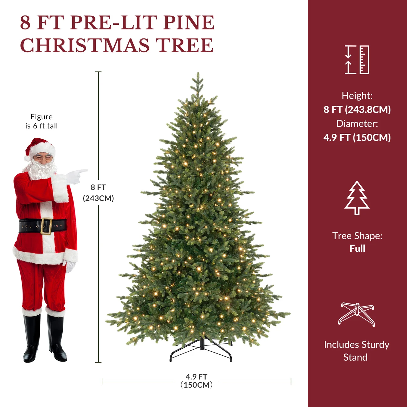 Twinkling Balsam Fir Pre-Lit Artificial Christmas Tree with Multi-Color LED Lights, 17 Mode with Remote | 5/6/7/7.5/8/9FT - Image 17