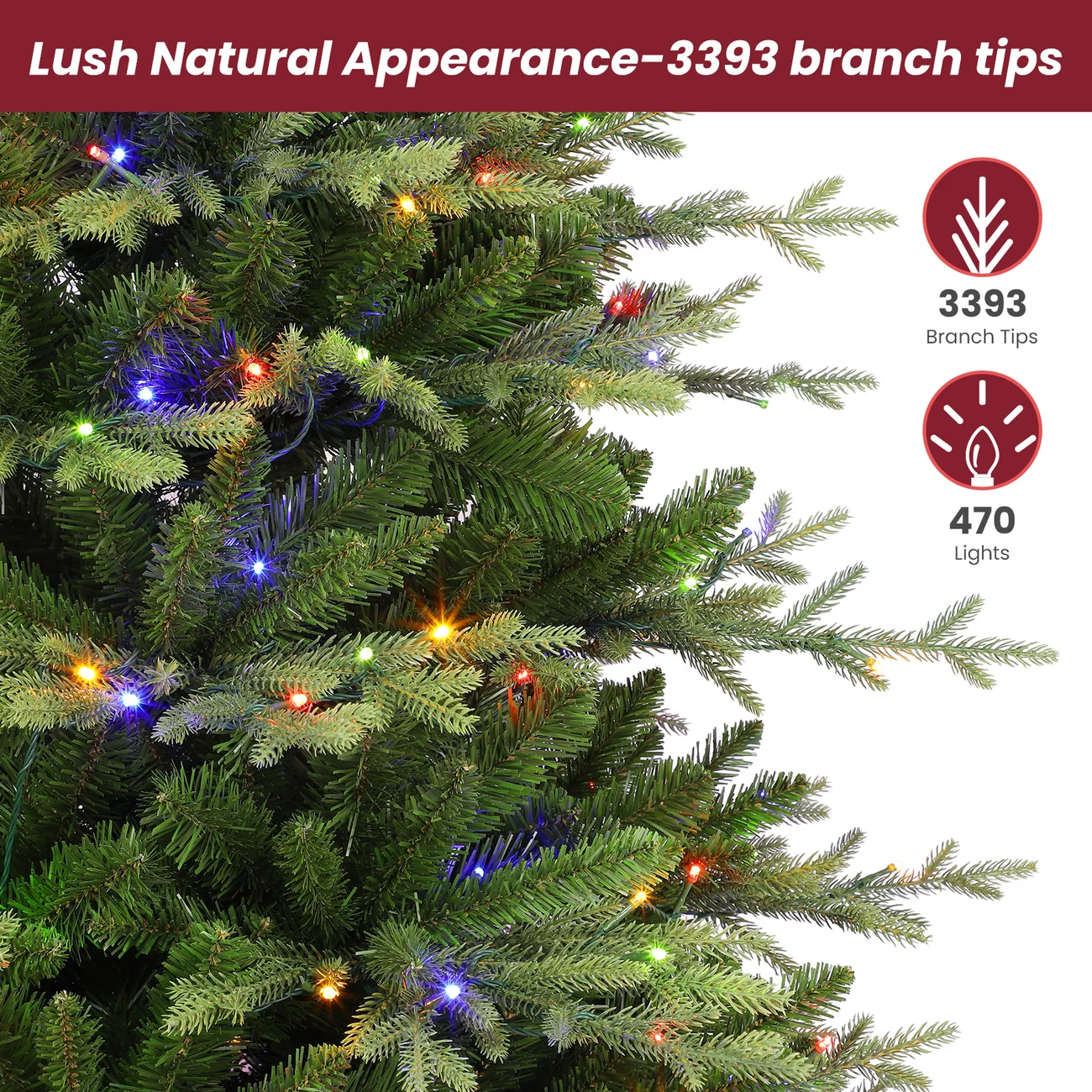 Aspen Slim Noble Fir Christmas Trees with 2 in 1 Warm White & Multi-Color Lights - Image 18
