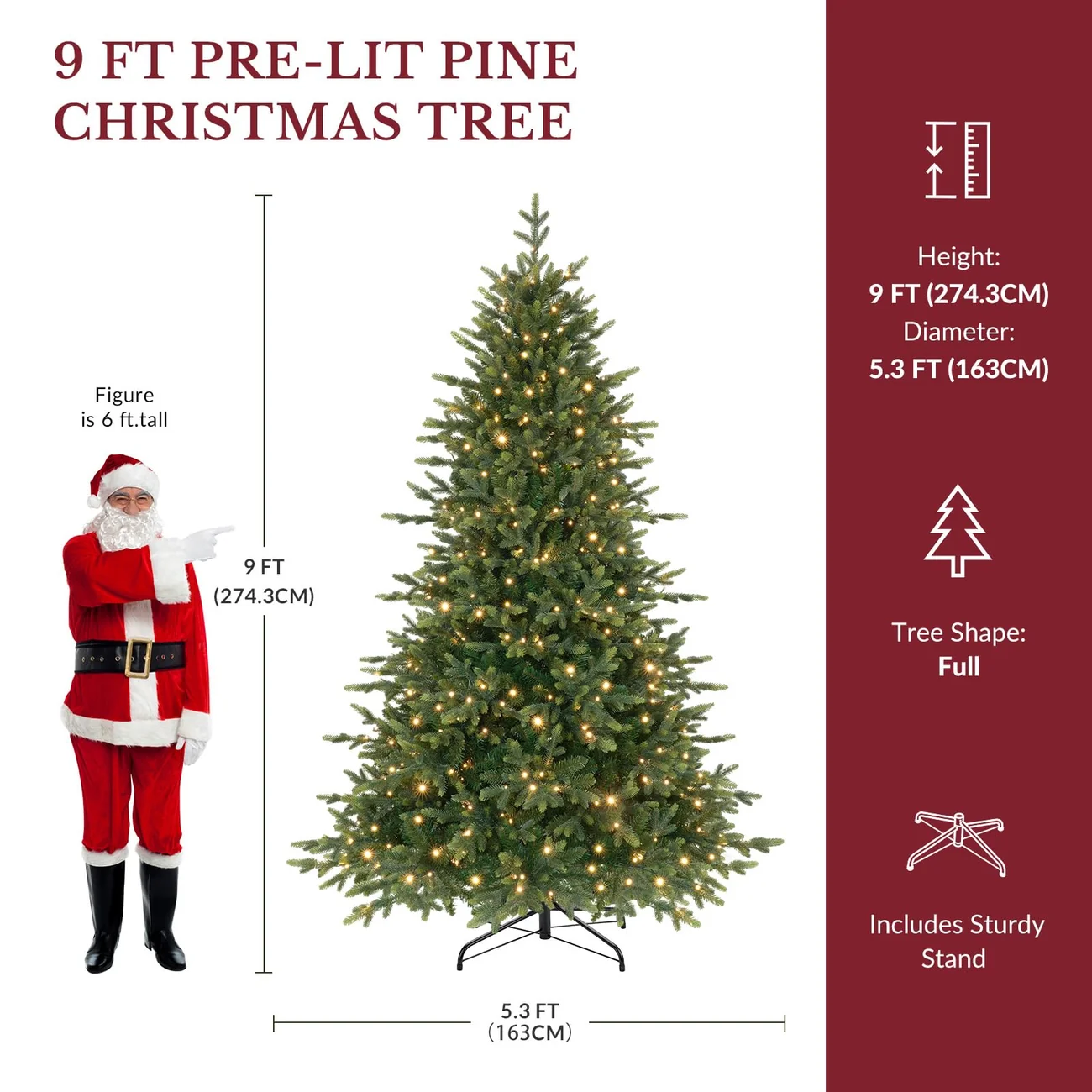 Twinkling Balsam Fir Pre-Lit Artificial Christmas Tree with Multi-Color LED Lights, 17 Mode with Remote | 5/6/7/7.5/8/9FT - Image 19