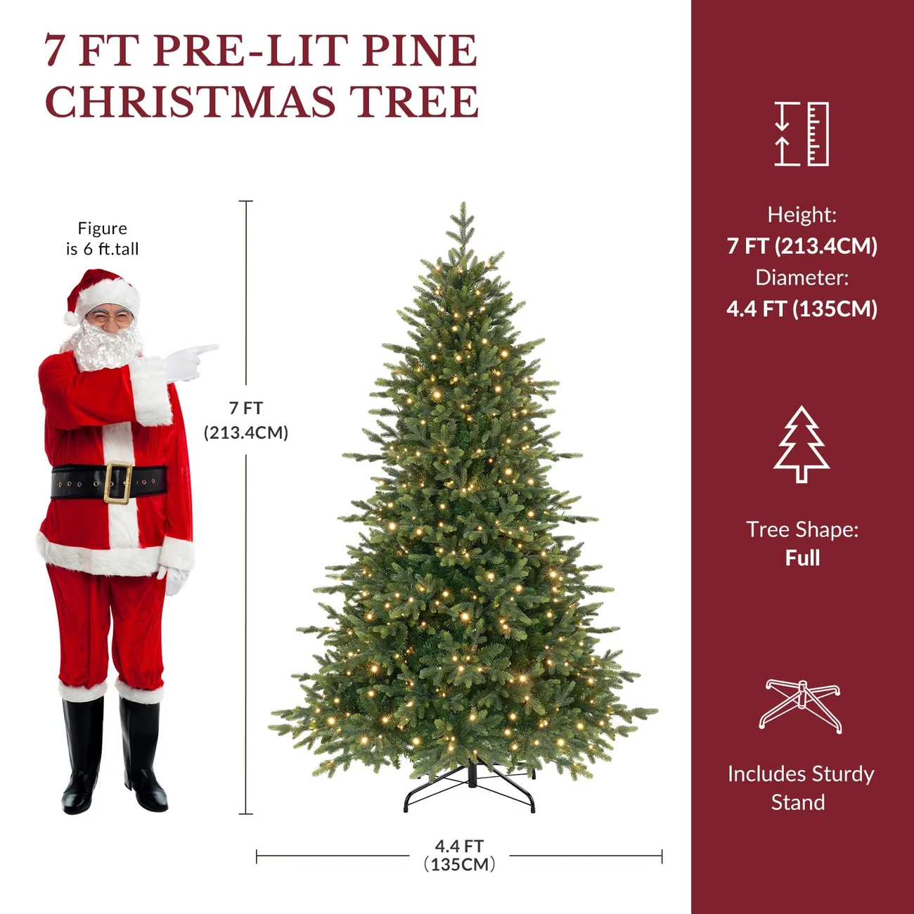 Twinkling Balsam Fir Pre-Lit Artificial Christmas Tree with Multi-Color LED Lights, 17 Mode with Remote | 5/6/7/7.5/8/9FT - Image 22