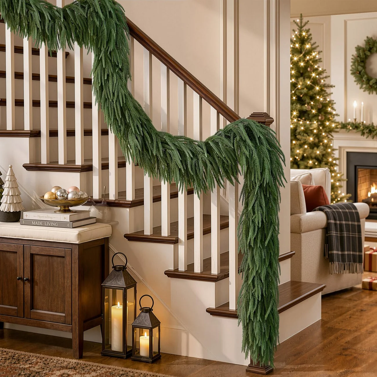 6ft/9ft Artificial Norfolk Garland for Christmas Decorating - Image 8