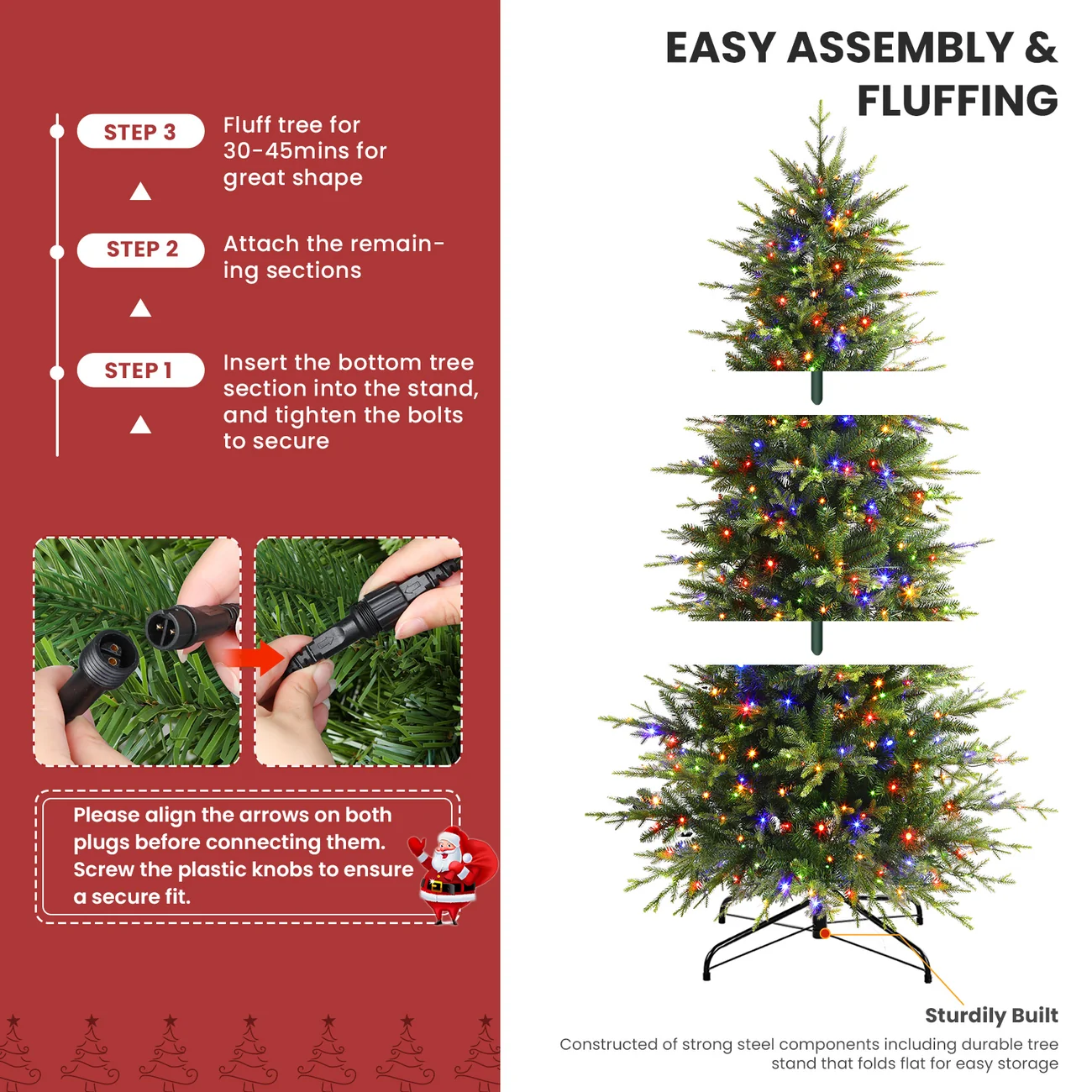 Aspen Slim Noble Fir Christmas Trees with 2 in 1 Warm White & Multi-Color Lights - Image 8