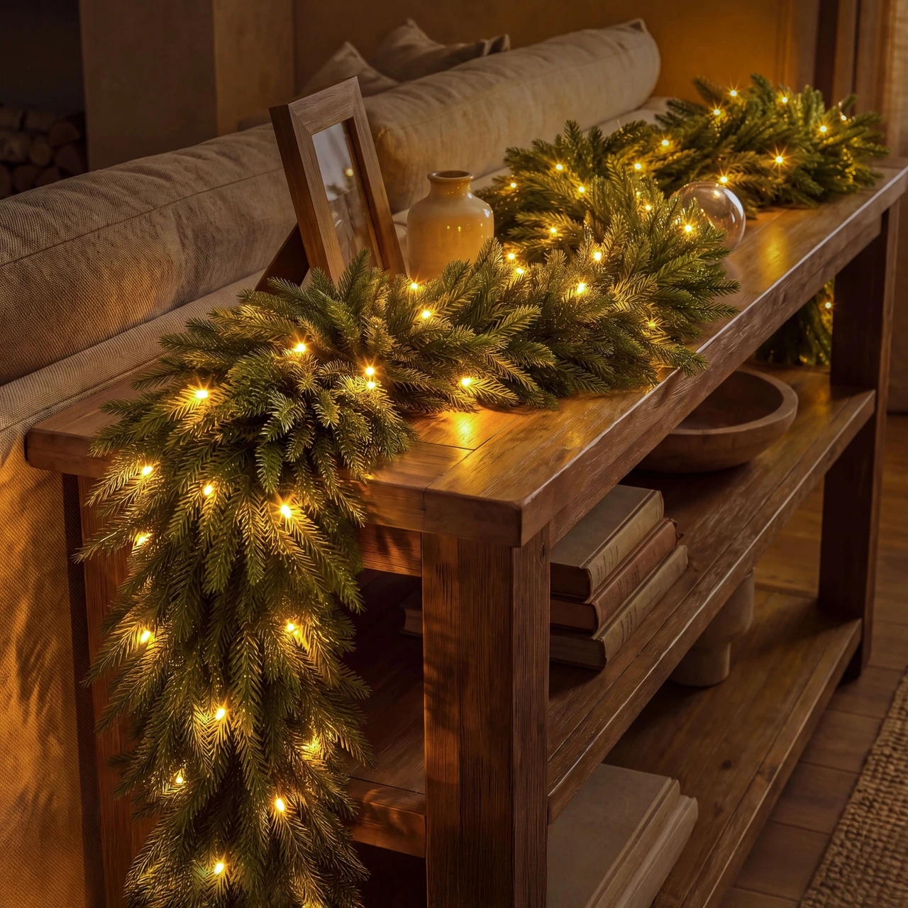 Woodland Wonder Garland – Decorative Greenery Garland with Lights - Image 2