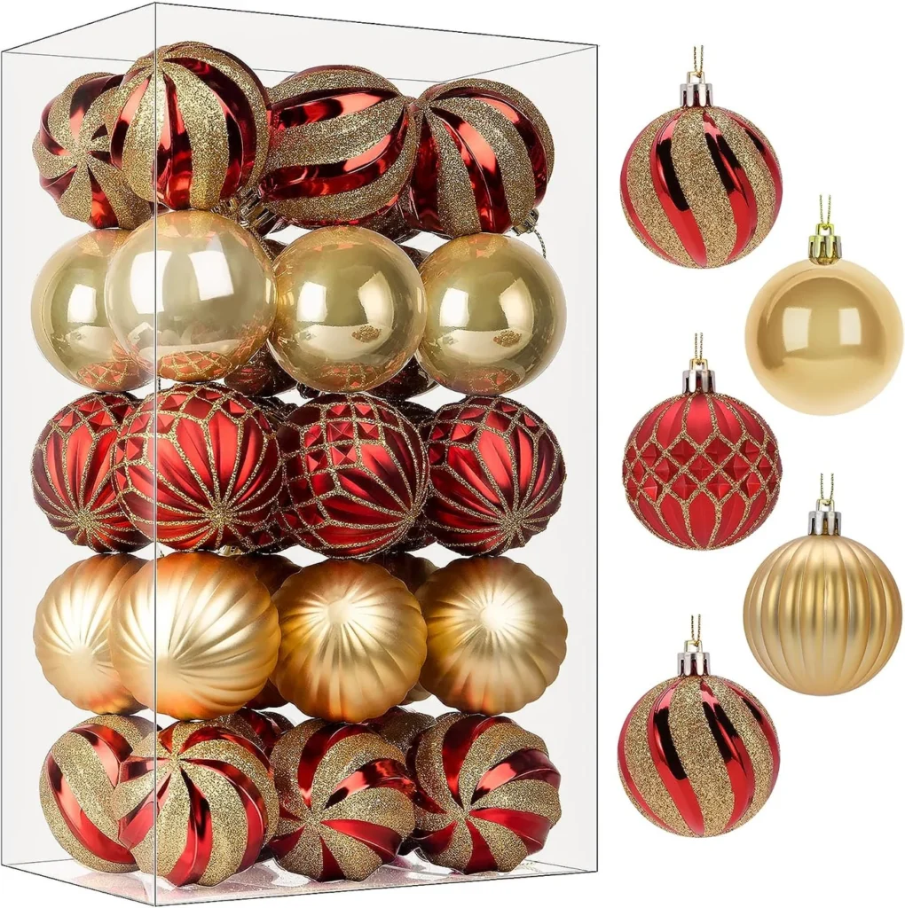 30ct Shatterproof Christmas Balls measuring 60mm in diameter