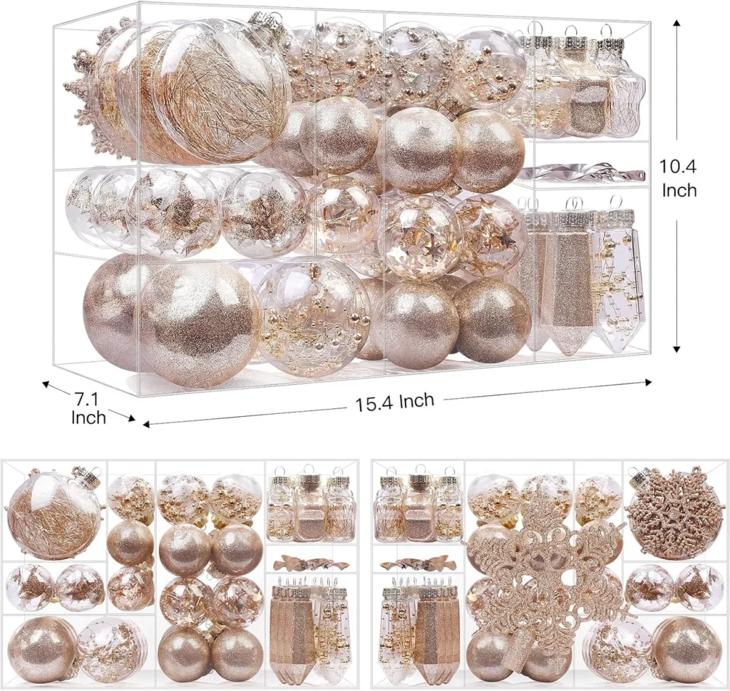 86PCS Champagne Christmas Ornaments clear set
