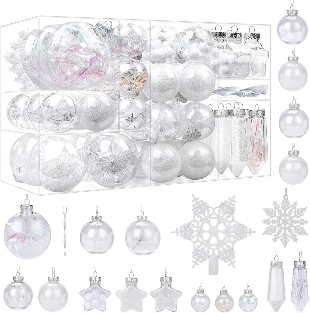 86PCS White Christmas Ornaments clear set