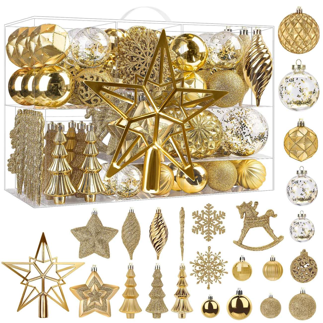 100PCS Gold Christmas Balls ornaments set