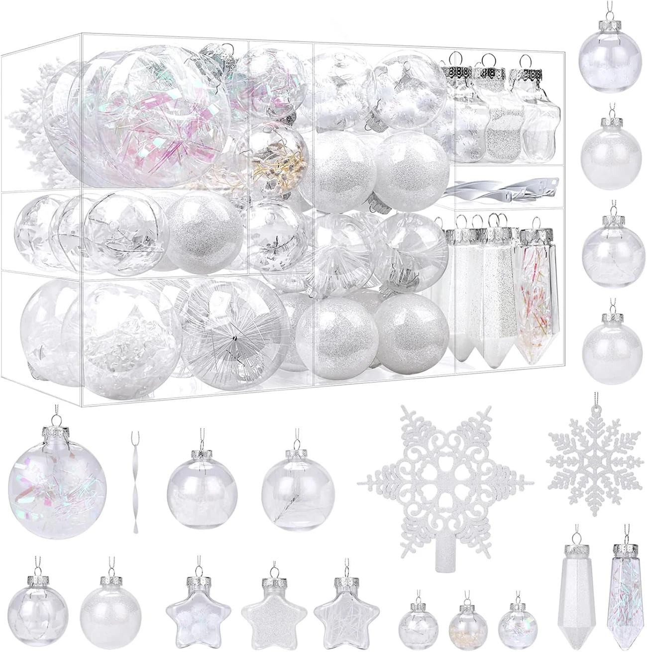 86PCS White Christmas Ornaments clear set