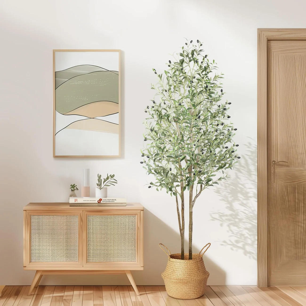6FT Artificial Olive Tree with White Pot – 72-Inch Lifelike Faux Silk Plant - Image 11