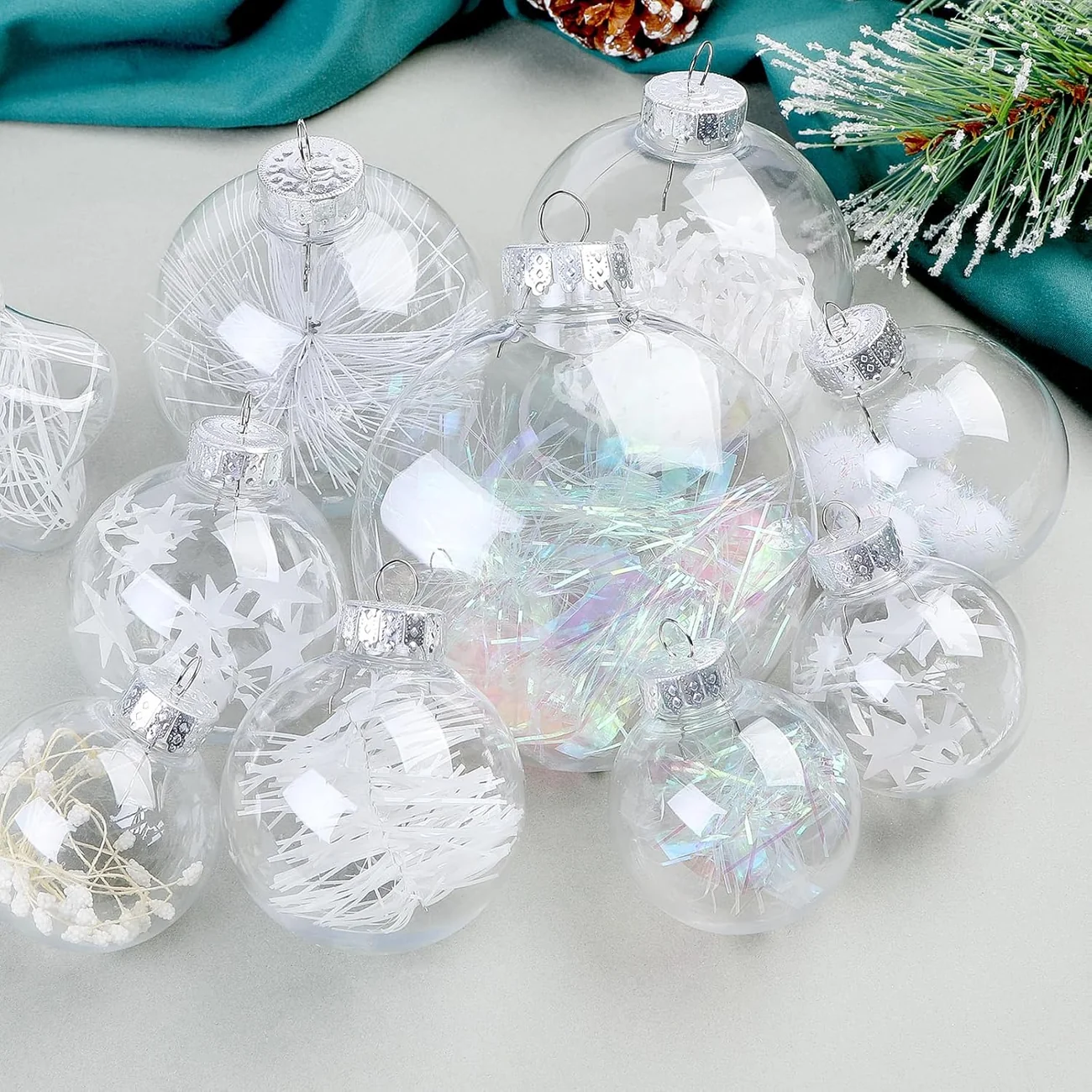 86PCS White Christmas Ornaments – Clear Christmas Tree Ornament Set - Image 2