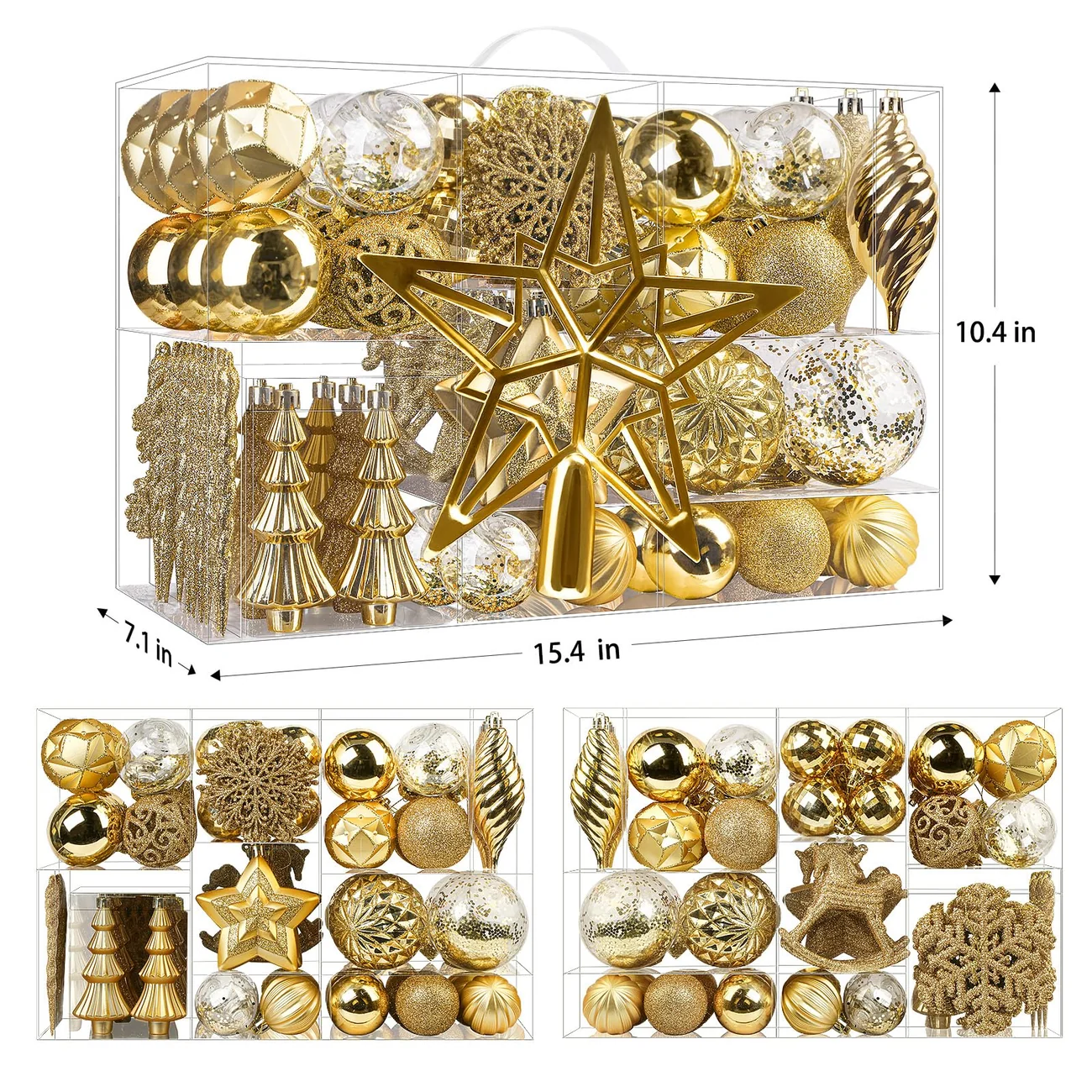 100PCS Gold Christmas Balls – Christmas Tree Ornaments Set - Image 3
