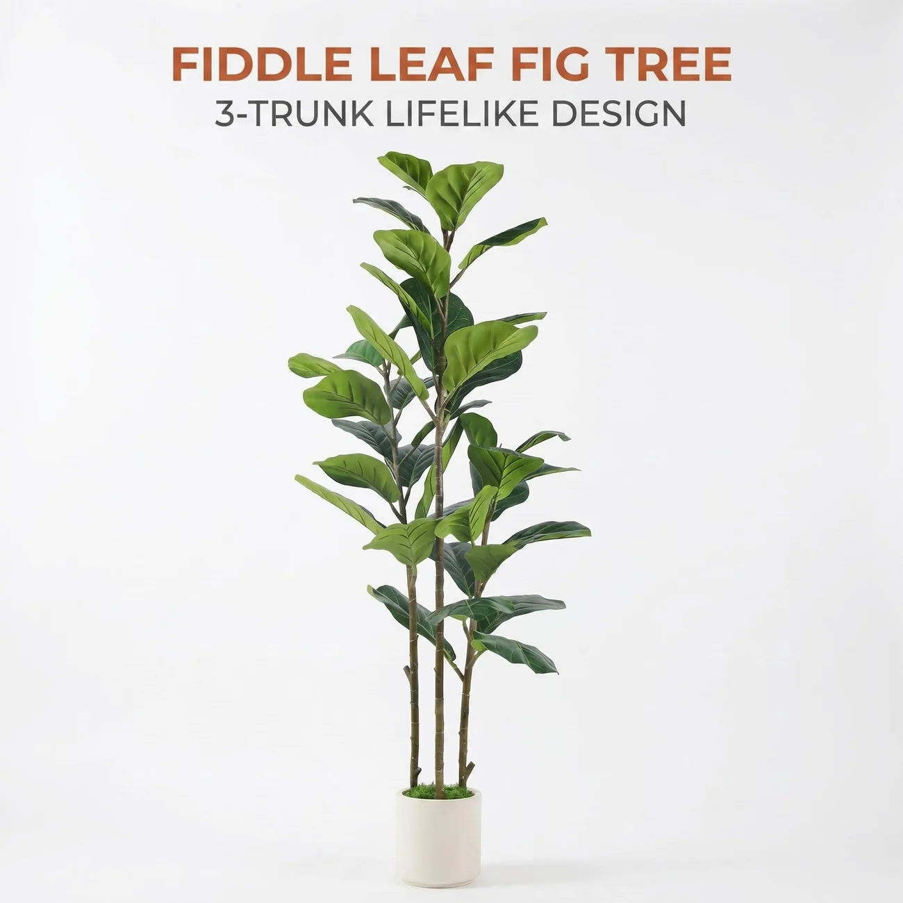 Artificial Fiddle Leaf Fig Tree with White Pot – Realistic Faux Plant, 4FT/5FT/6FT - Image 3