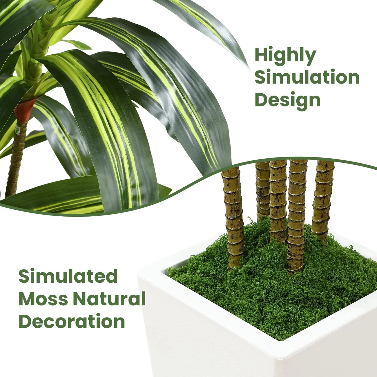 Artificial Dracaena Tree 4/5/6FT – Faux Indoor Plant with White Planter - Image 4