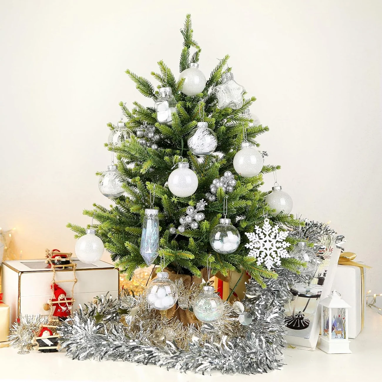 86PCS White Christmas Ornaments – Clear Christmas Tree Ornament Set - Image 4