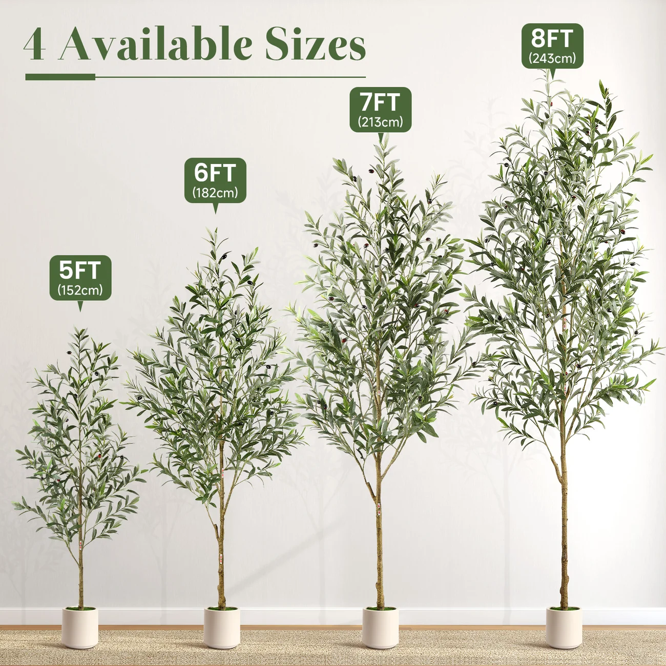 Artificial Olive Tree with White Planter – Lifelike Home & Office Decor | 5FT/6FT/7FT - Image 7