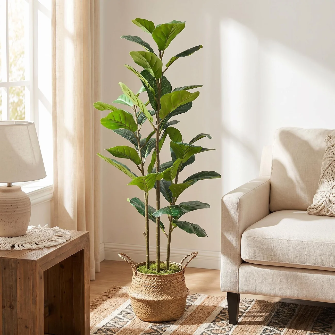 Artificial Fiddle Leaf Fig Tree with White Pot – Realistic Faux Plant, 4FT/5FT/6FT - Image 7