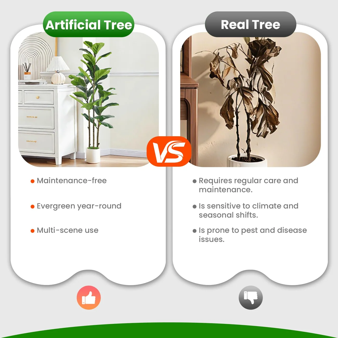 Artificial Fiddle Leaf Fig Tree with White Pot – Realistic Faux Plant, 4FT/5FT/6FT - Image 8