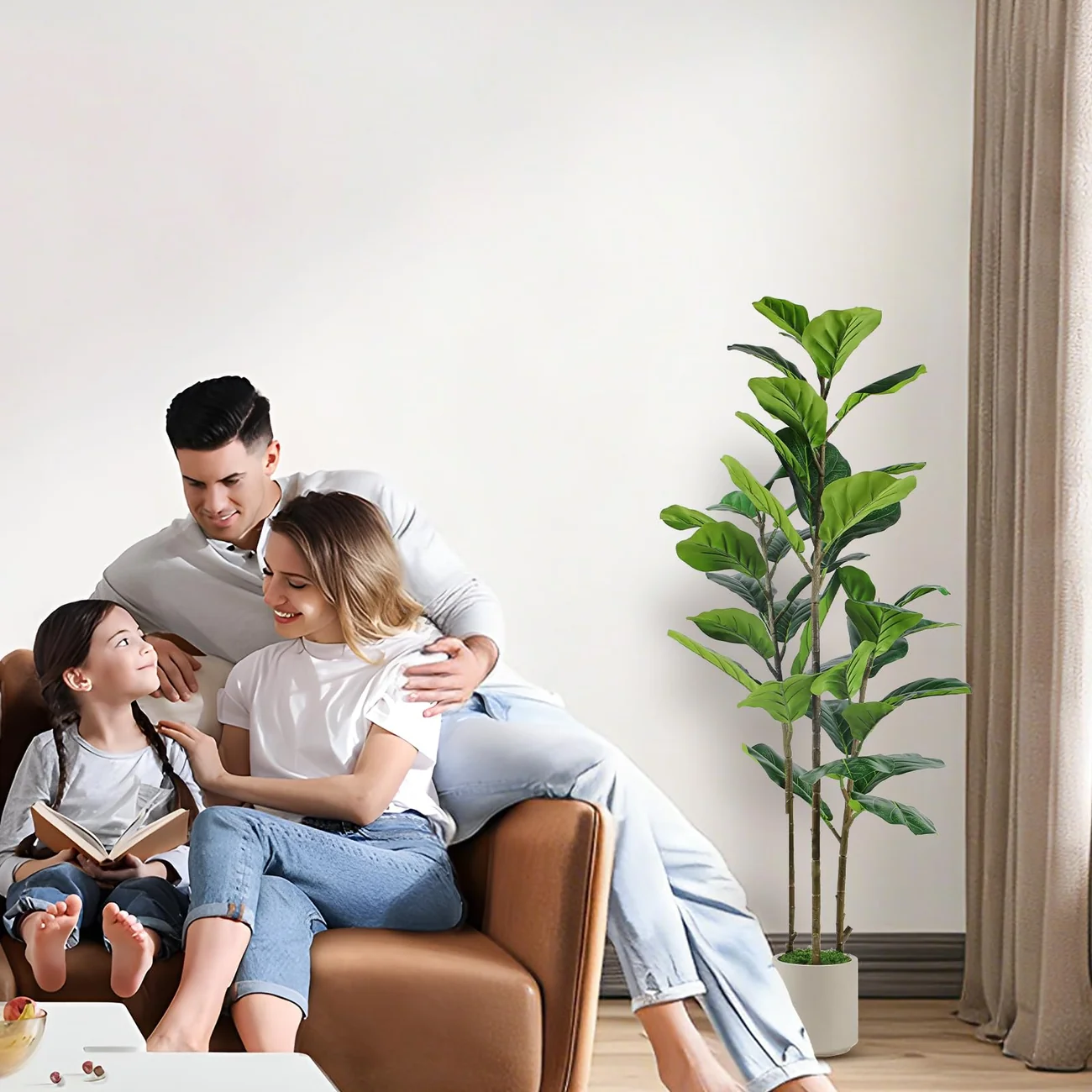 Artificial Fiddle Leaf Fig Tree with White Pot – Realistic Faux Plant, 4FT/5FT/6FT - Image 9
