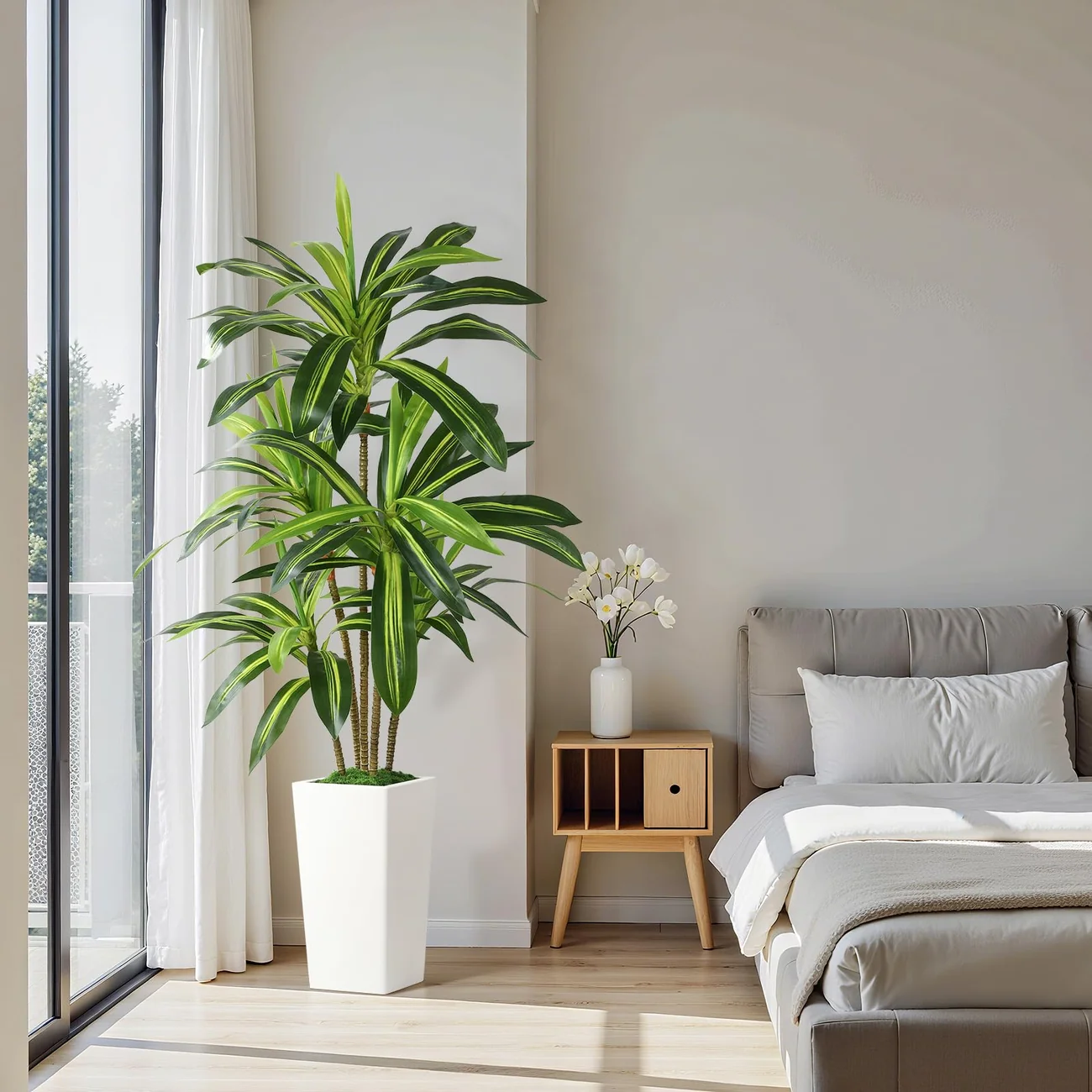 Artificial Dracaena Tree 4/5/6FT – Faux Indoor Plant with White Planter - Image 9